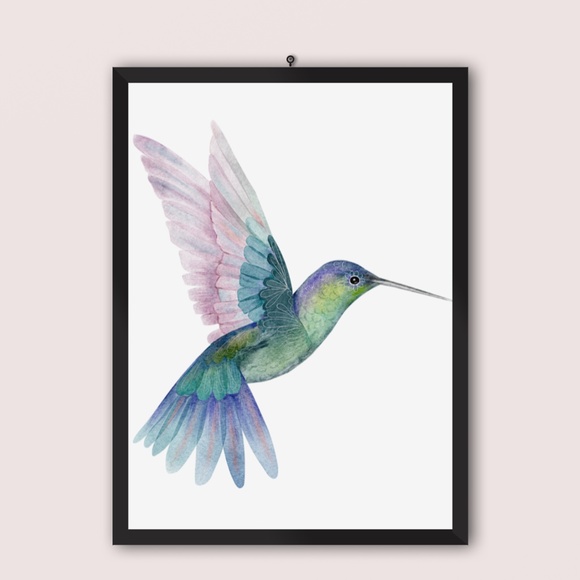 Watercolor Hummingbird Wall Art Illustration Print Poster Unframed - Picture 14 of 17
